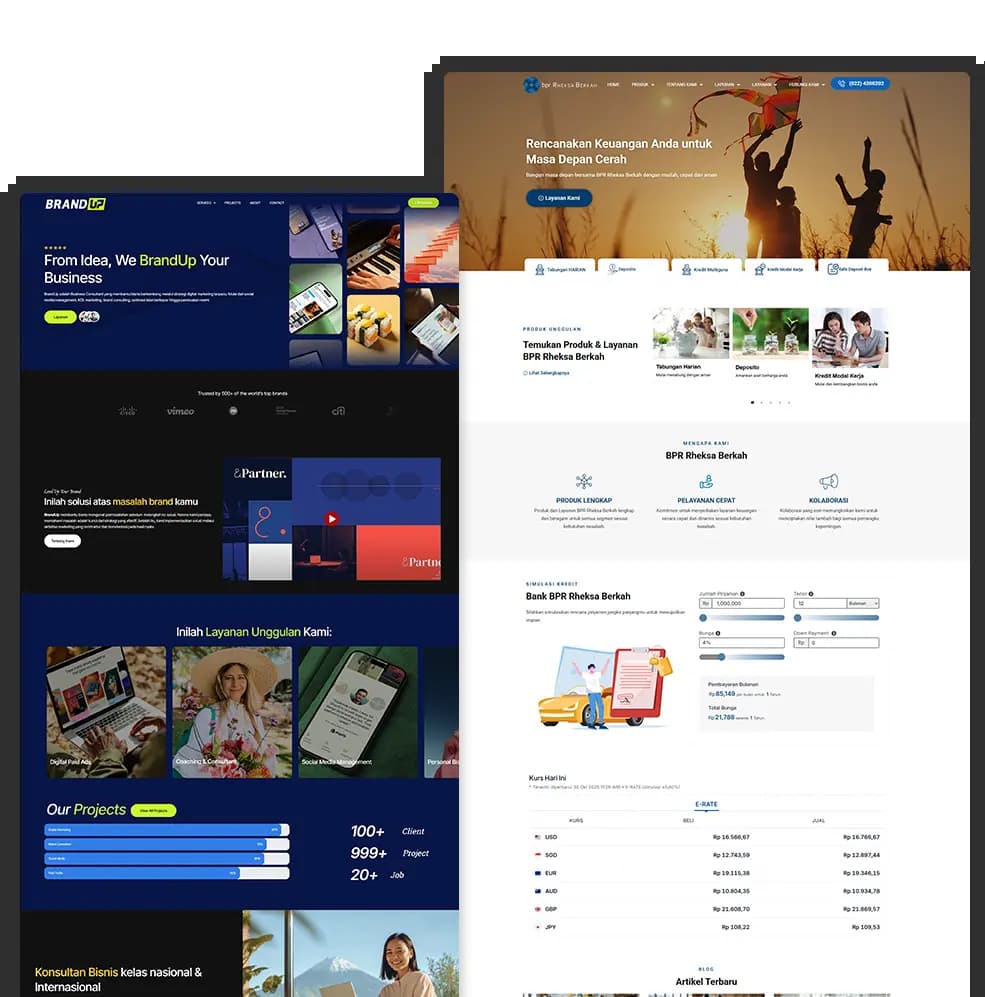 Tampilan antarmuka website company profile Etinion